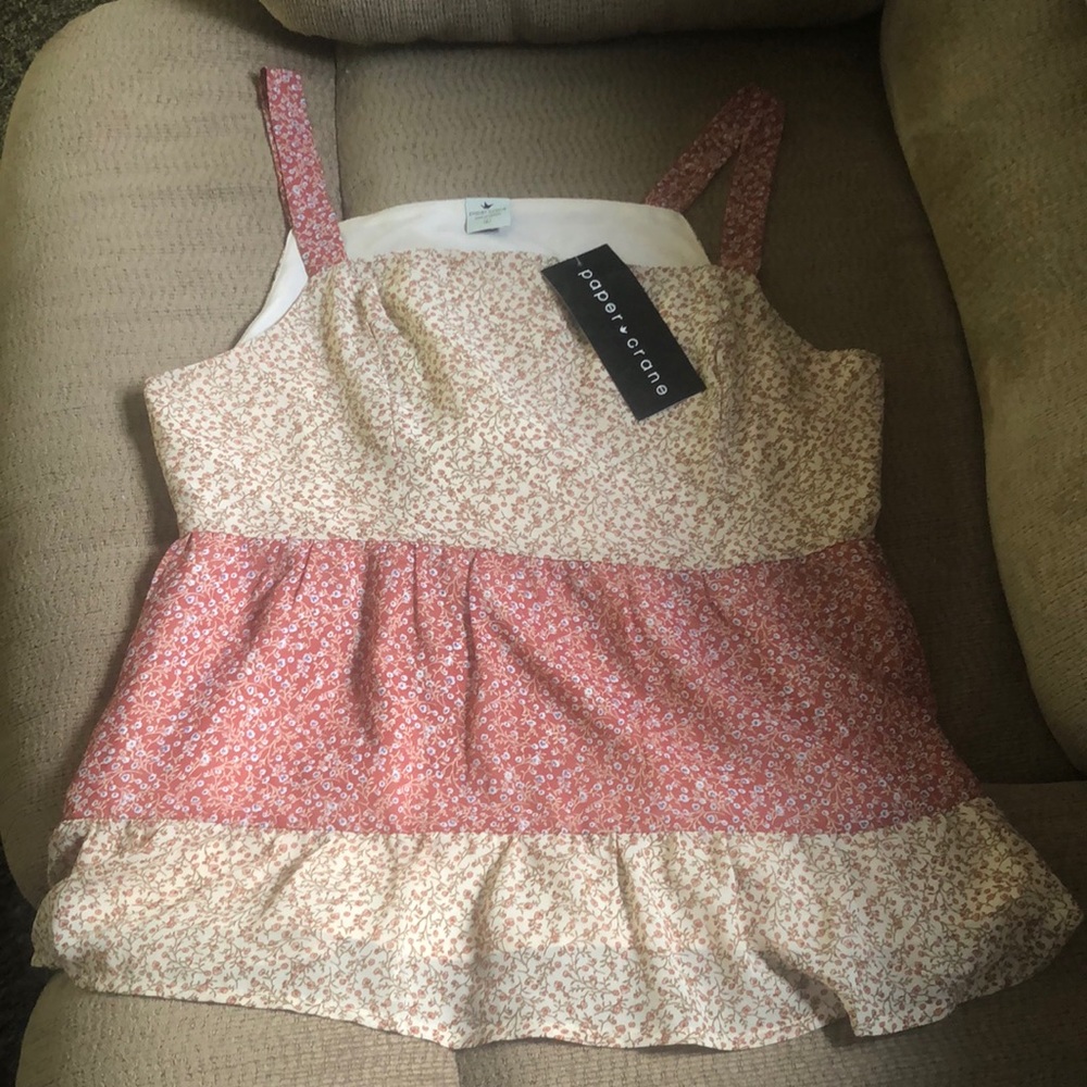 NWT Paper Crane Floral Lined Tank Large